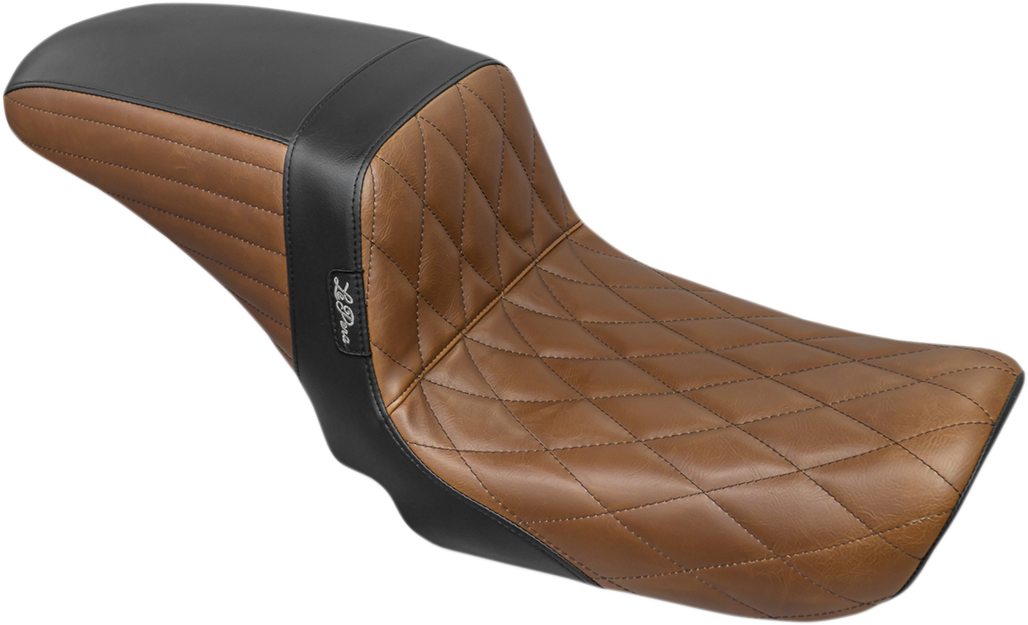 Le Pera Kickflip Black/Brown Diamond Stitch Seat fits 2006-2017 Harley Dyna FXD