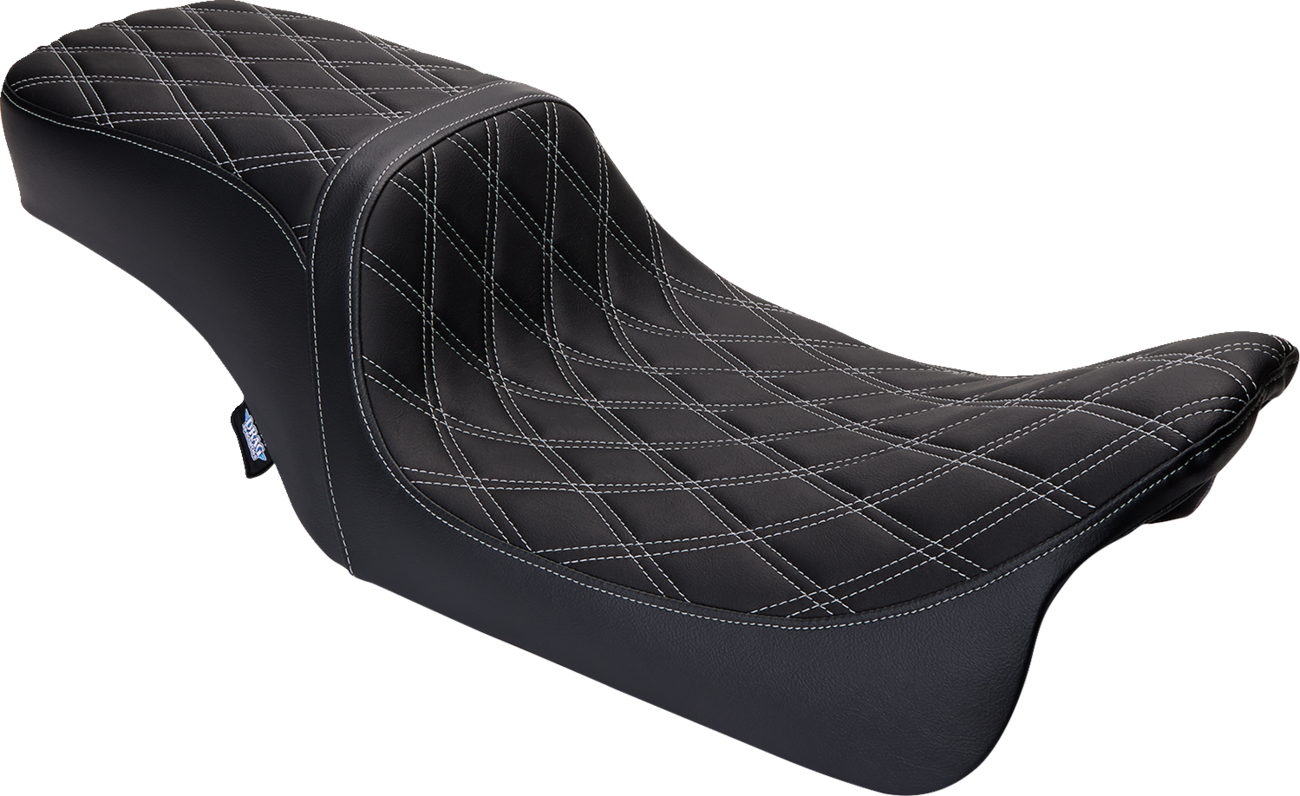 Drag Specialties Predator Silver Diamond Stitch Seat for 2008-24 Harley Touring