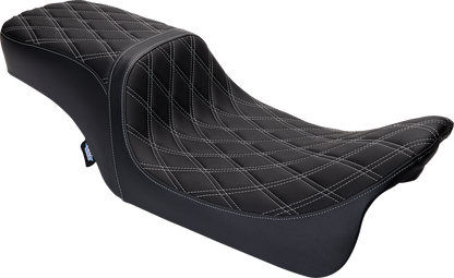 Drag Specialties Predator Silver Diamond Stitch Seat for 2008-24 Harley Touring