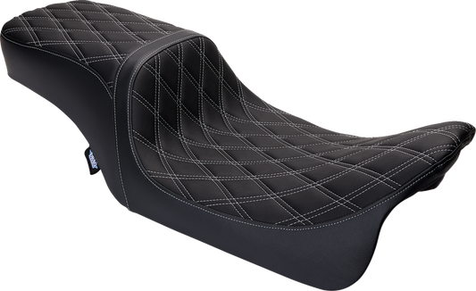 Drag Specialties Predator Silver Diamond Stitch Seat for 2008-24 Harley Touring