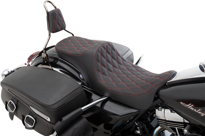 Drag Specialties Predator III Red Diamond Seat fits 2008-2024 Harley Touring