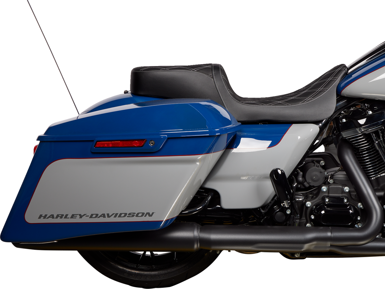 Drag Specialties Predator Silver Diamond Stitch Seat for 2008-24 Harley Touring