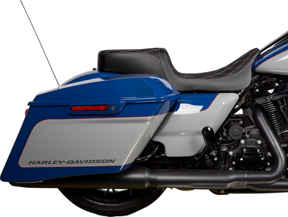 Drag Specialties Predator Silver Diamond Stitch Seat for 2008-24 Harley Touring