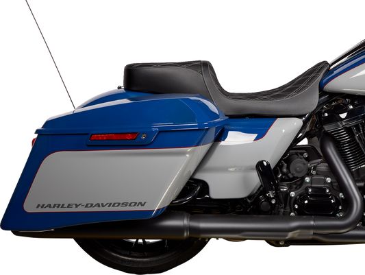 Drag Specialties Predator Silver Diamond Stitch Seat for 2008-24 Harley Touring