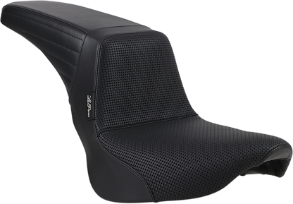 Le Pera Vinyl Black Basketweave Kickflip Seat 2018-2024 Harley Softail FXBB