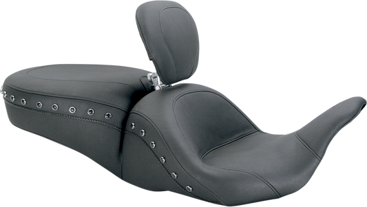 Mustang Lowdown Studded Seat w/ Backrest fits 2008-2024 Harley Touring 79705