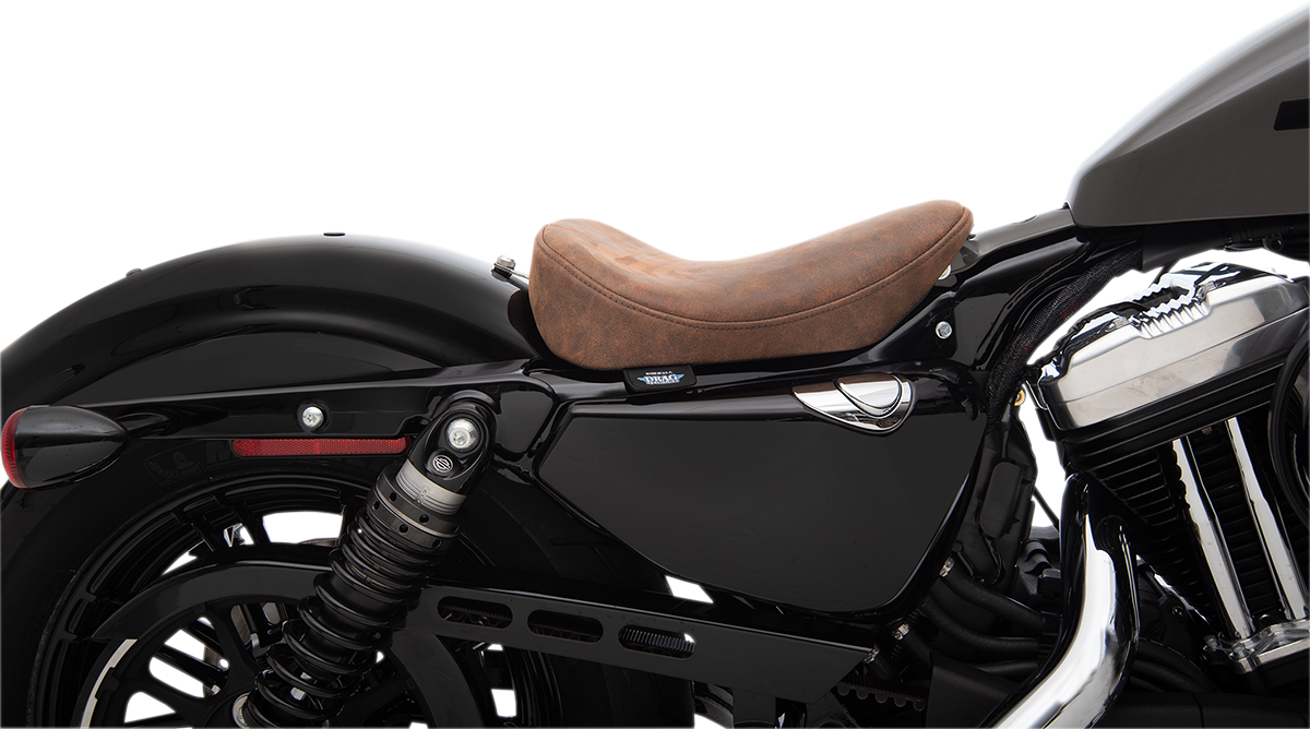 Drag Specialties Brown Leather Bobber Solo Seat 2010-2022 Harley Sportster