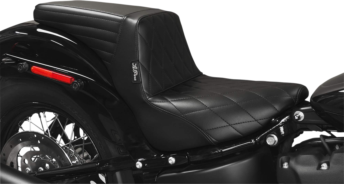 Le Pera Vinyl Black Diamond Stitched Kickflip Seat 2018-2021 Harley Softail FXBB