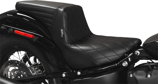 Le Pera Vinyl Black Diamond Stitched Kickflip Seat 2018-2021 Harley Softail FXBB