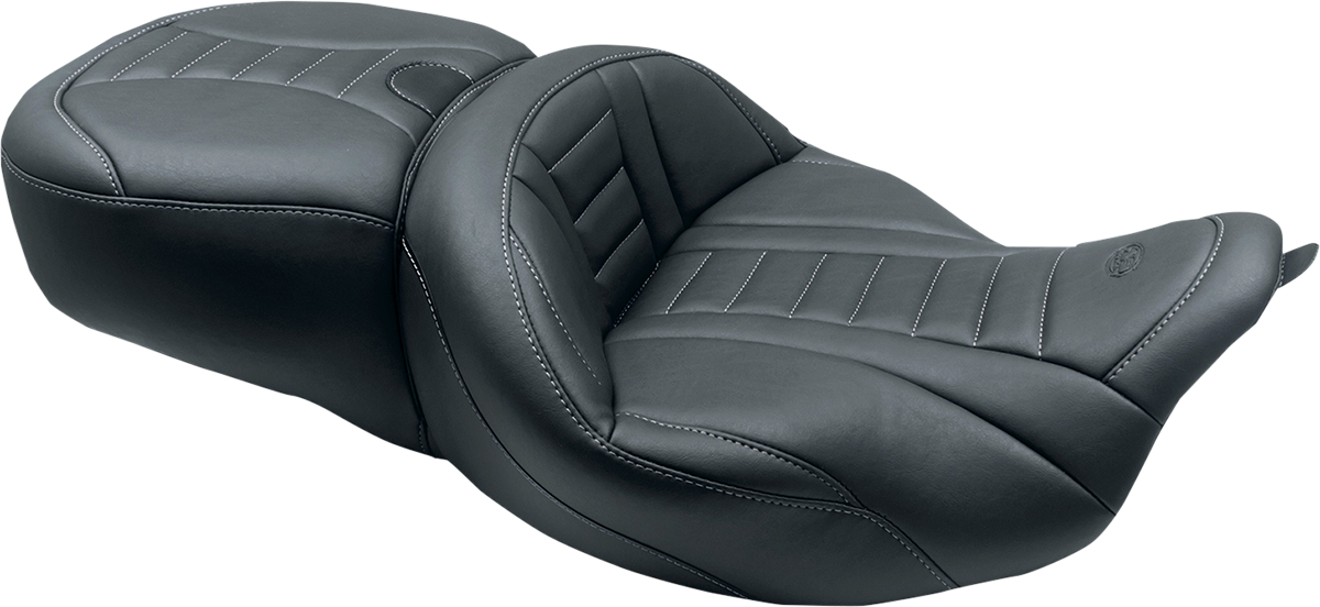 Mustang Deluxe Gray Stitch Touring Seat for 2008-2025 Harley Touring 79006GM