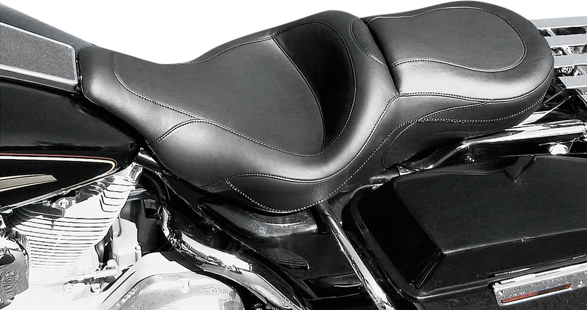 Mustang Black Sport 2-Up Vinyl Motorcycle Seat 1997-2007 Harley Touring Models