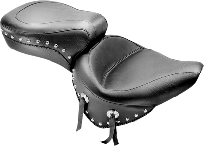 Mustang Wide Studded Skirt Seat for 2000-2007 Harley Softail Fat Boy Heritage