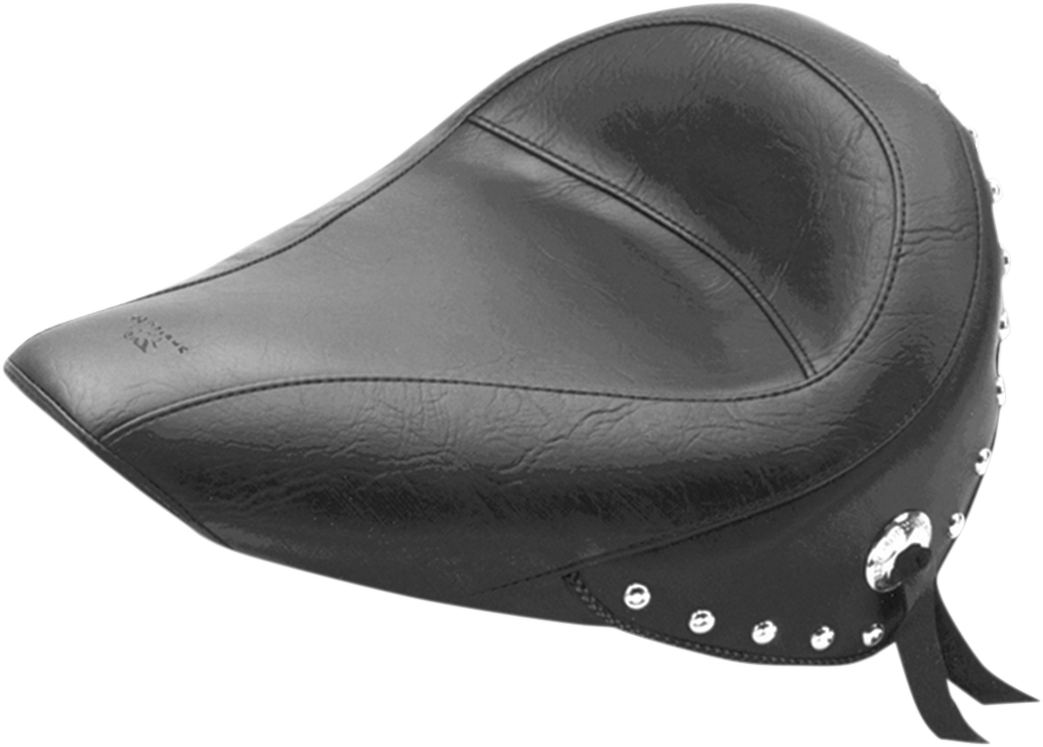 Mustang Skirted Studded Solo Seat for 1984-1999 Harley Softail Fat Boy Heritage