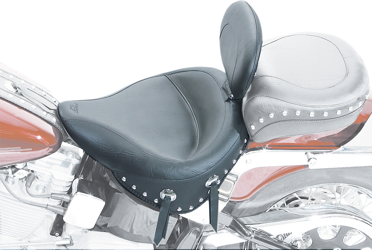 Mustang Wide Solo Seat with Backrest for 1984-1999 Harley Softail Fat Boy