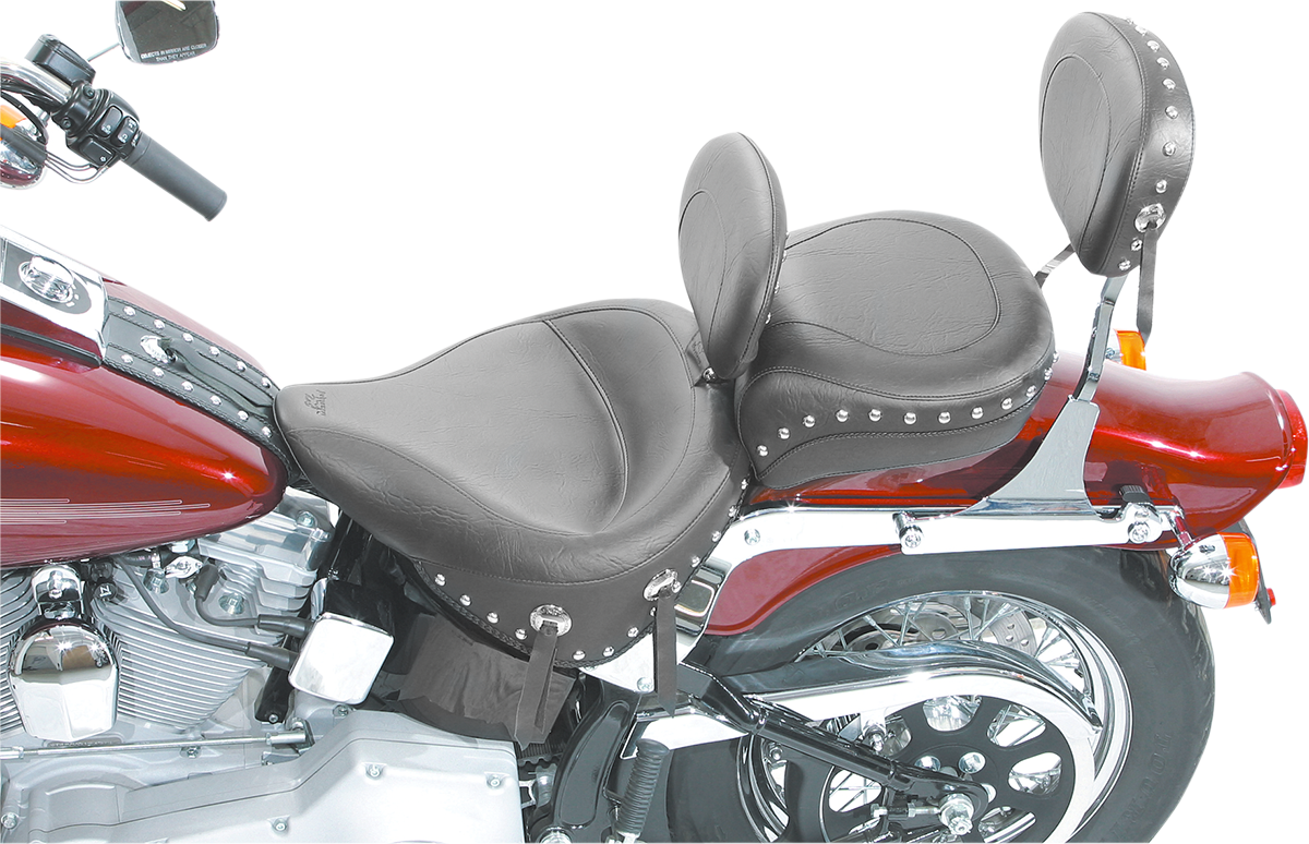 Mustang Wide Solo Seat with Backrest for 2000-2006 Harley Softail FLST FXST