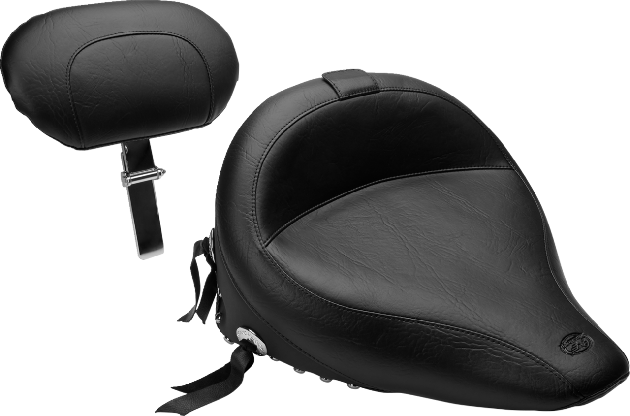 Mustang Wide Solo Seat with Backrest for 2000-2006 Harley Softail FLST FXST