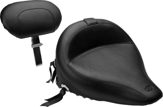 Mustang Wide Solo Seat with Backrest for 2000-2006 Harley Softail FLST FXST